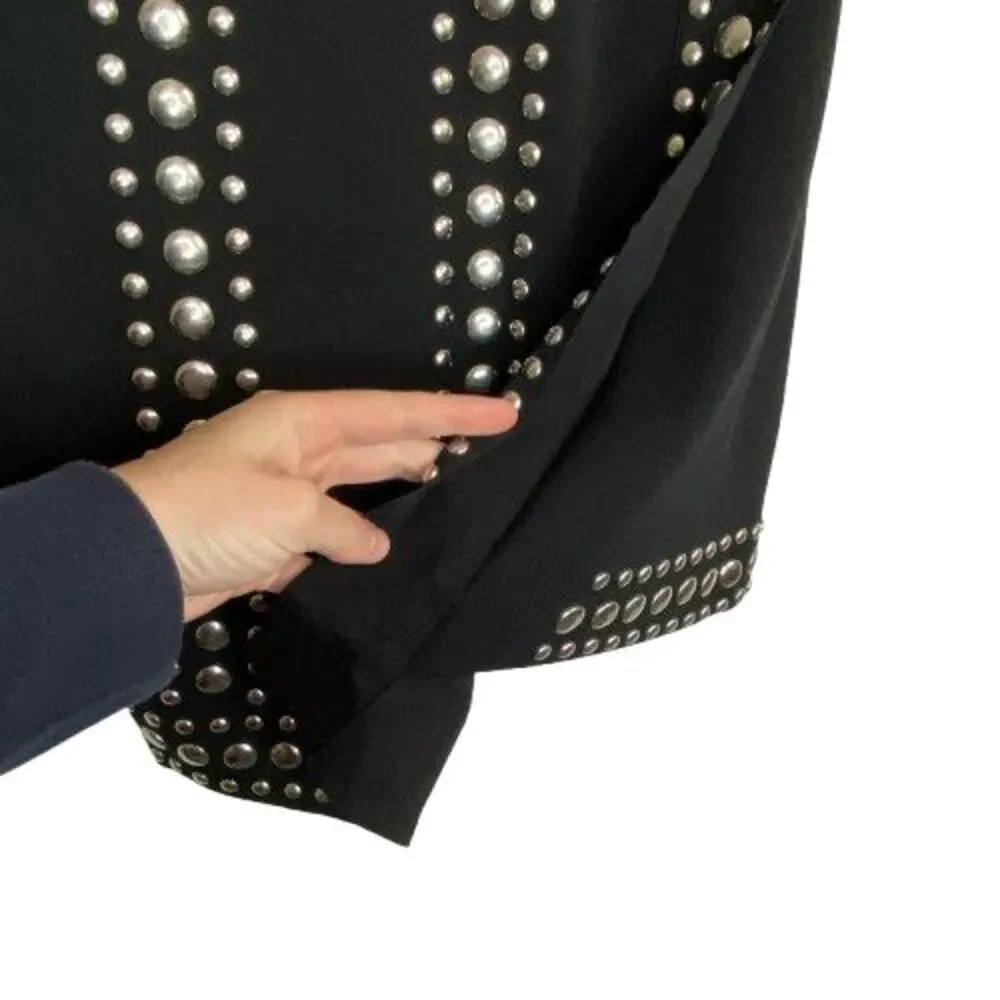 INC Womens Studded Pull On Skirt Size MP Black Rock Chic Punk Glam Going Out
